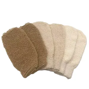 Natural Hemp Jute Bamboo Fiber Bath Scrub Shower Gloves Mitt Bamboo Exfoliating Scrubber Glove