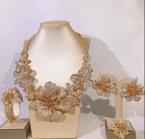 Zhuerrui Bộ Trang Sức Lộng Lẫy Tuyên Bố Hình Lá <span class=keywords><strong>Zirconia</strong></span> Khối Hợp Thời Trang Bộ Trang Sức Kim Cương Mỹ Bán Sỉ HZ220504225 - Product Image 4