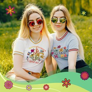 Transferts thermocollants rétro, groovy et hippie pour T-shirts, transferts DTF avec citations positives, prêts à poser, motifs Flower Power et patchs papillon - Product Image 2
