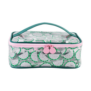 sedex Clear PVC <b>Makeup</b> Bag With Lips And Diamond Print Waterproof Cosmetic Case <b>For</b> Travel Toiletry <b>Storage</b> With Zipper - Product Image 3