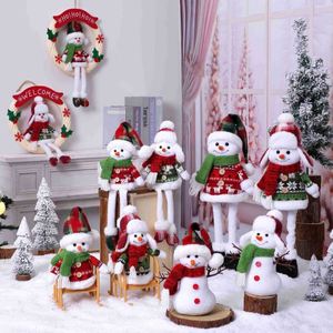 Figura Decorativa de Muñeco de Nieve Sentado, Hecho a Mano con Tela No Tejida, Nariz Roja, Bufanda a Cuadros, Adorable Decoración Navideña para Ventana, Repisa o Escritorio - Product Image 2