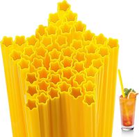 Pailles en plastique jaunes en forme d'étoile de 8 mm, 230 mm, jetables, pour les fêtes et l'usage quotidien