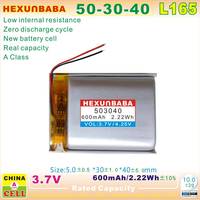 3.7V 600mAh 503040 2 kabel baterai Li-Ion Ion litium polimer untuk Earphone TWS Headphone MP3 SPEAKER GPS L165