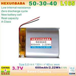 3,7 V 600mAh 503040 2 cables polímero de iones de litio batería de iones de litio para auriculares TWS auriculares MP3 altavoz GPS L165 - Product Image 4