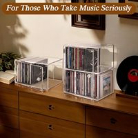 Boîte de rangement pour CD en acrylique transparent avec porte magnétique, organisateur de CD étanche à la poussière et présentoir pour boîtiers de CD, capacité de 40 CD