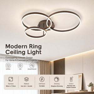 Modern Ring Led <b>Ceiling</b> <b>Light</b> Acrylic Iron <b>Remote</b> Dimmable Surface Mount For Living Room Bedroom Home Decoration - Product Image 2