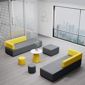 Canapé modulaire de bureau en cuir commercial - Design moderne convertible pour les zones de réception des hôpitaux - Product Image 2