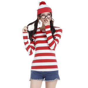 Costume per Genitore-Figlio del Cartone Animato Dove è Wally, Outfit per la Settimana del Libro, Kit con Camicia a Righe, Cappello e Occhiali - Product Image 5