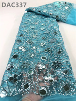 Tissu en dentelle élastique brodé de paillettes 100 % polyester de luxe, motif floral à grandes paillettes pour robes de mariée et usage domestique