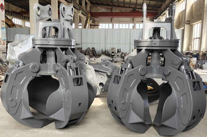 Excavator Attachment Hydraulic Metal Scraps Grapple Bucket Orange Staples Claw Grab