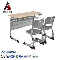 Bureau et chaise d'étudiant modernes en MDF, deux places, confortables, avec design à cloison frontale, pour l'école et la chambre à coucher (vente en gros)