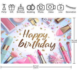 Moda exquisita mujer niñas fiesta decoración <span class=keywords><strong>Banner</strong></span> telones <span class=keywords><strong>de</strong></span> fondo rosa lápiz labial <span class=keywords><strong>maquillaje</strong></span> Feliz cumpleaños telones <span class=keywords><strong>de</strong></span> fondo - Product Image 6