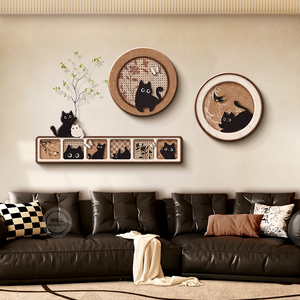 Arte Murale in Stile Vintage Francese con Stampe di Gatti Retrò per Soggiorno/Sala da Pranzo e Decorazione Domestica - Product Image 2