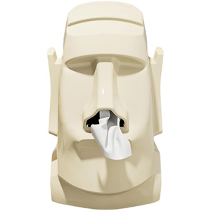 Caja de pañuelos decorativa con diseño de estatua Moai, recargable, de plástico, divertida escultura de mesa de marca - Product Image 1