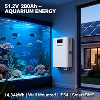 Baterai Lithium Ion 14kWh 48V 51.2V 280Ah untuk Sistem Tenaga Surya Off Grid, Terpasang di Dinding dengan Roda