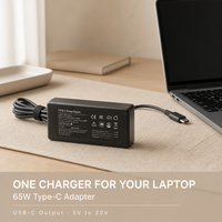 Chargeur universel USB C 65W pour ordinateur portable, adaptateur secteur Type-C, 100% compatible OEM pour MacBook, Dell, HP, Lenovo