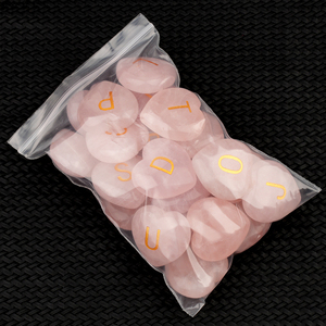 Cristal curativo 26 letras del alfabeto amor corazón cuarzo rosa Puff corazón bolsillo piedra preocupación piedra corazón tallado para decoración del hogar - Product Image 6