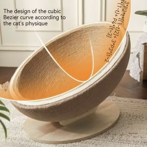 Tiragraffi per Gatti Grande a Forma di Uovo e Albero per Gatti Moderno a 4 Livelli in Materiale Sisal Ecologico con Imballaggio in Cartone e Pallina Tiragraffi - Product Image 3