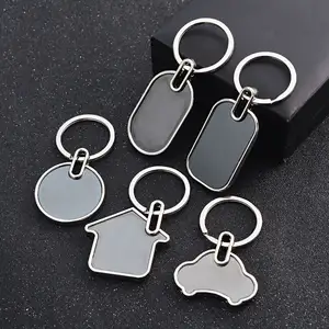 Quảng cáo khuyến mại Quà Tặng kim loại khắc laser Keychain Logo Hợp kim kẽm Keychain trống Keychain