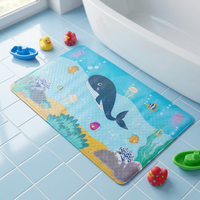 Tapis de salle de bain antidérapant pour enfants, design cartoon, PVC, 70x40cm, avec ventouses, lavable