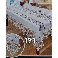 Nappe de banquet de mariage personnalisable en polyester/coton non tissé, style européen, broderie lourde ajourée, dentelle, blanche, épaisse