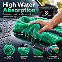 Serviette de voiture en microfibre Seaby ultra douce, haute densité, tricotée en chaîne, à poils torsadés, extra épaisse, super absorbante, séchage rapide, durable