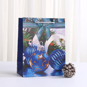 Sac fourre-tout en papier kraft blanc sur le thème de Noël, imprimé avec un motif de boules de Noël, grande capacité, sac de courses pour supermarché - Product Image 3