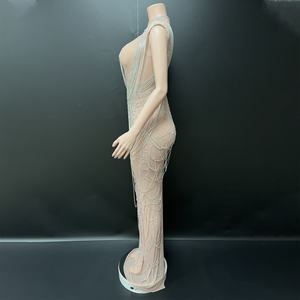 Novance Y5569 Prodotti Più Venduti Abiti da Sera di Lusso con Catene di Strass Argentati e Glitter <span class=keywords><strong>Vestito</strong></span> Lungo Elegante per Donna - Product Image 2