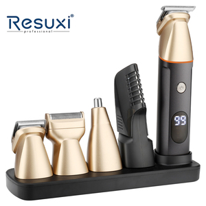 Resuxi LK-881 với sạc cơ sở chuyên nghiệp không thấm nước tóc Clipper người đàn ông có thể sạc lại Dao cạo điện 5 trong 1 râu tóc tông đơ - Product Image 6