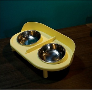 Mangkuk ganda keramik hewan peliharaan melindungi leher mencegah kucing anjing pengetuk mangkuk hewan peliharaan - Product Image 1