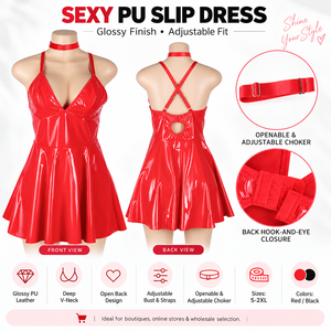 Robe de lingerie en cuir effet mouillé PU sexy dos nu pour <span class=keywords><strong>femme</strong></span> – Vente en gros - Product Image 4