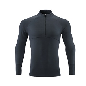 Men's Outdoor Sports Long-sleeved Half-zip Stand-up Collar Running Quick-drying Casual Solid Color T-shirt Ready to Print <b>LOG</b> - Product Image 5