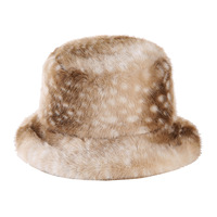 Chapeau Bob en Fourrure à Imprimé Animal Rétro Landfond pour Femmes, Chapeau d'Hiver Chaud et Épais pour l'Extérieur, Chapeau Bob à Motif Léopard
