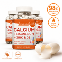 Gélules de Calcium Liquide, Magnésium, Zinc et Vitamine D3 pour la Santé des Os et des Dents, la Santé Digestive des Adultes, Haute Absorption, Pureté, OEM