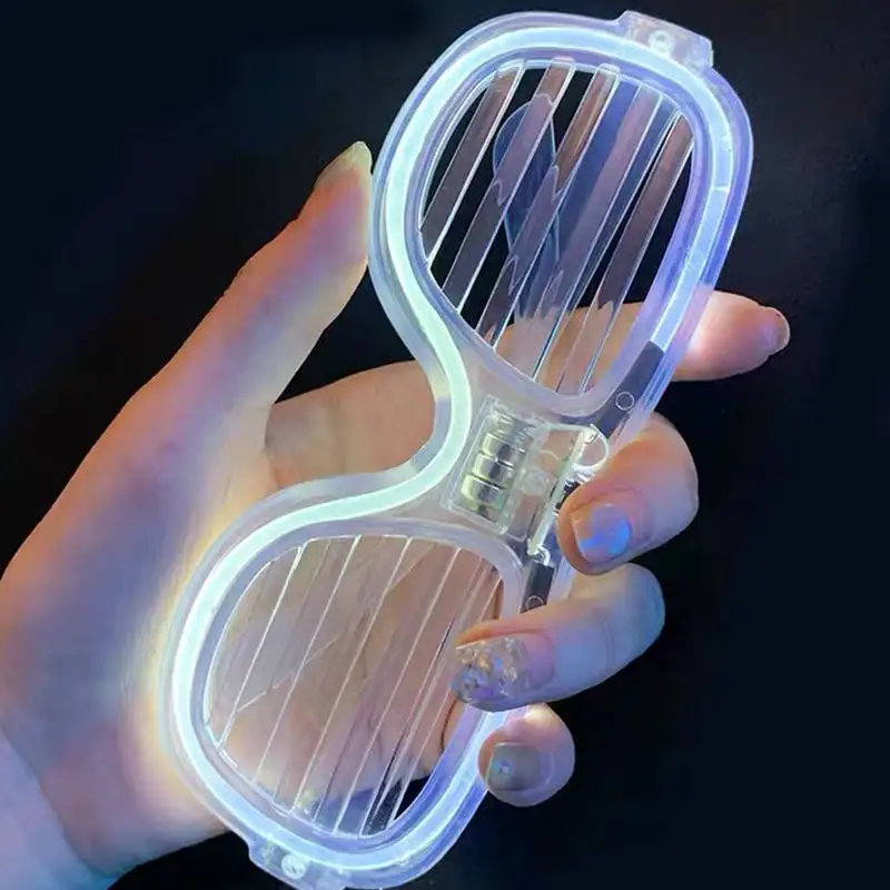 2022 Flash LED Bar Bounce Party Fluorescent Glasses Blinds Cold Light LED Luminous Glasses Electronic Visor Light Up sunglasses