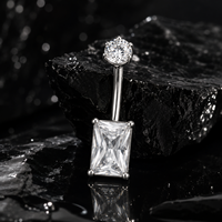 CRYSPURE 14G 316L Piercings de nombril en acier chirurgical, argentés, avec zircon cubique (CZ) en forme de triangle, étoile, ovale, goutte d'eau, bijoux de piercing pour femme, vente en gros