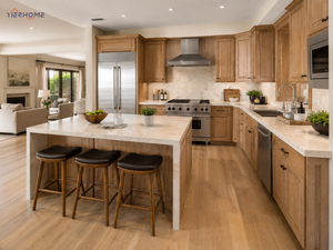 Armoires de <span class=keywords><strong>cuisine</strong></span> sur mesure avec comptoir en quartz Taj Mahal, grand îlot <span class=keywords><strong>pour</strong></span> projet de villa ou d'appartement - Product Image 3