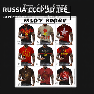 T-shirt en jersey imprimé en 3D Russie CCCP pour homme, mode d'été, manches courtes, grande taille, motif, séchage rapide, respirant, tissu 180g - Product Image 2