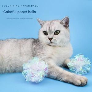 2025 toptan şeker renk yavru oynayan ses kırışık kağıt topları halka kağıt kedi oyuncak - Product Image 5