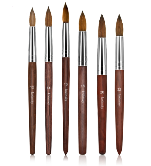 Акриловая кисть для ногтей BIN Nail 100% Kolinsky с деревянной ручкой