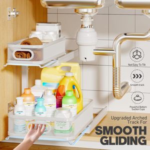 2-Pack dưới bồn rửa lưu trữ tổ chức với 2-Tier trượt ra ngăn kéo, tinh vi lưới kéo ra khỏi kệ cho nhà bếp và phòng tắm - Product Image 5