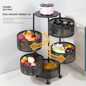 Étagère de <span class=keywords><strong>cuisine</strong></span> rotative multicouche Étagère à légumes multifonctionnelle en métal pratique avec ancien cadre rond - Product Image 1
