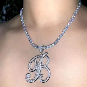 Aanpassen Naam Sieraden Iced Out Bling Cz Tennis Chain Alle 26 Initial Alfabet Letter Ketting