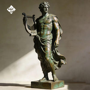 Statue de l'Apollon en bronze grandeur nature tenant une lyre, sculpture d'art classique décorative de haute qualité en métal pour jardin, personnalisable - Product Image 2