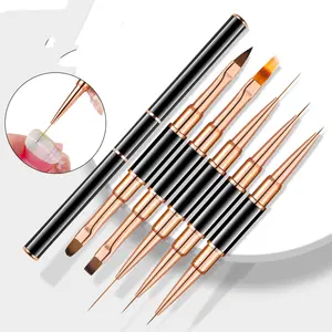5Pcs/Set Black Double Head Nail Art Uv Gel Extension Brushes Painting Tools French Stripe Drawing Liner Pen Manicure Accessoires