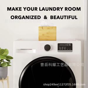 Organizador de pañuelos de bambú con tapa abatible para sala de estar, lavandería y uso doméstico - Product Image 4