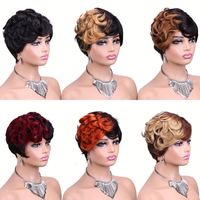 Perruques Courtes Bouclées Bob de 6 Pouces en Cheveux Humains, 1 Pièce, Cheveux Brésiliens Vierges Remy, Sans Colle, Sans Perte, Densité 180%, Toutes Couleurs, Sans Dentelle