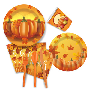 Bán Buôn Lễ Tạ Ơn Nguồn Cung Cấp Bên Biểu Ngữ Bộ Đồ Ăn Đặt Giấy Dùng Một Lần Tấm Ly Khăn Trải Bàn - Product Image 5