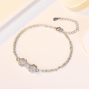 Femme à la mode mignon rêveur brillant Ins mode Style arc Bracelet pur argent plaqué accessoire à la mode - Product Image 2