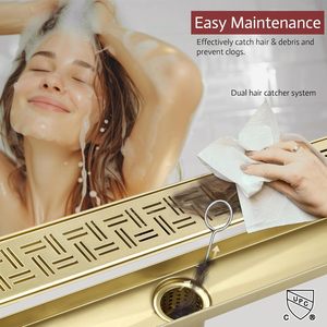 Desagüe de suelo de canal de ducha de acero inoxidable SUS304 personalizado, desagüe de suelo Rectangular largo para Baño - Product Image 4